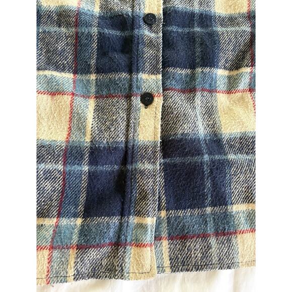 Fingerhut vintage 90s men’s flannel lined shirt size large. Tarzan Blue plaid - Picture 12 of 16
